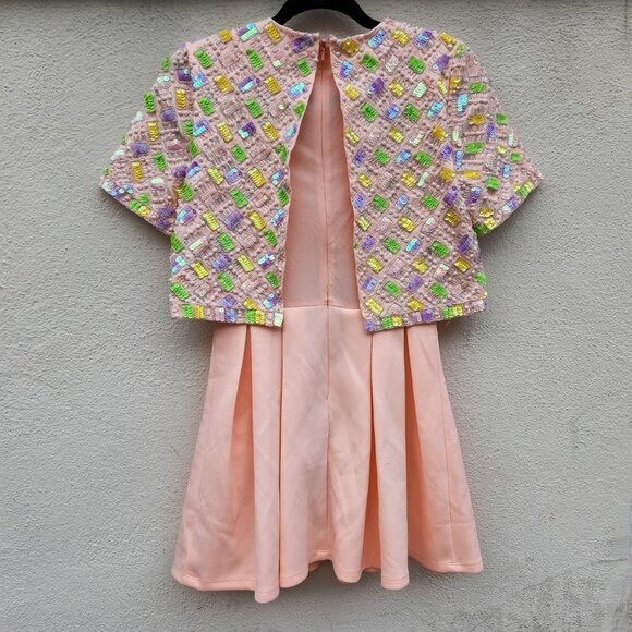 ASOS Chiffon Caped Sequin Bodice Mini Dress - Picture 3 of 7